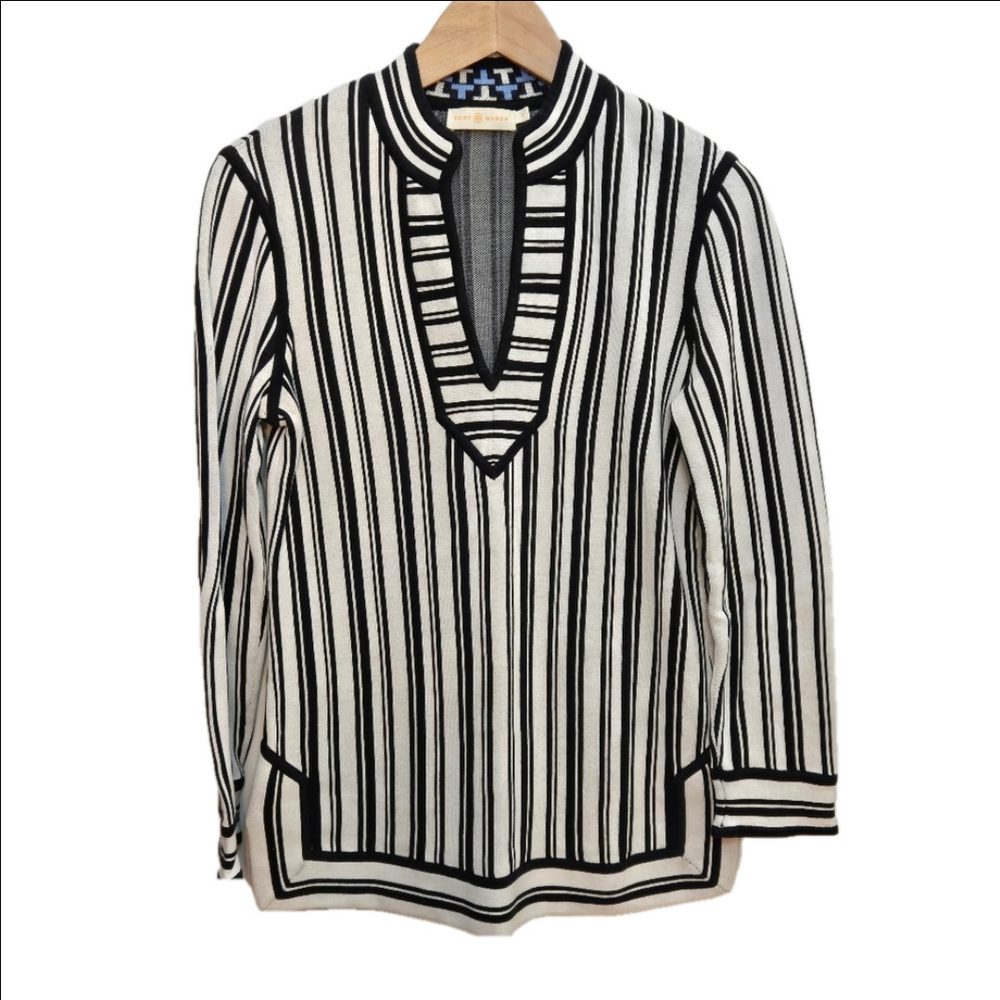 Tory Burch Coastal Tunic Top Knit Cotton Sz Small *P2P 18" Authentic